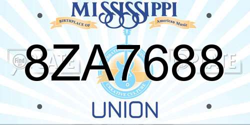 8ZA7688 Mississippi License Plate