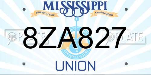 8ZA827 Mississippi License Plate