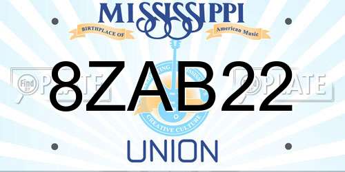 8ZAB22 Mississippi License Plate