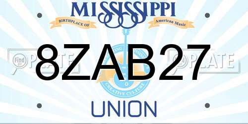 8ZAB27 Mississippi License Plate