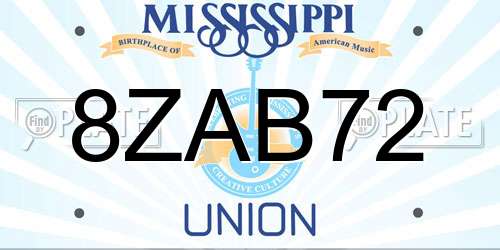 8ZAB72 Mississippi License Plate