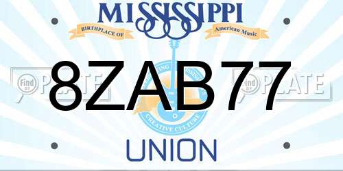 8ZAB77 Mississippi License Plate