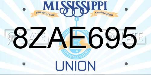 8ZAE695 Mississippi License Plate