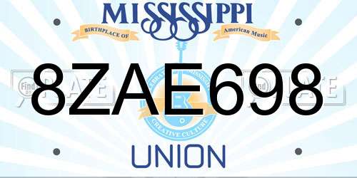 8ZAE698 Mississippi License Plate