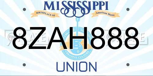 8ZAH888 Mississippi License Plate