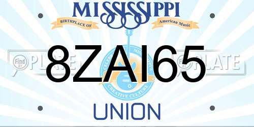 8ZAI65 Mississippi License Plate
