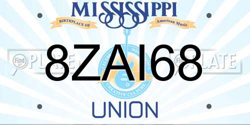 8ZAI68 Mississippi License Plate