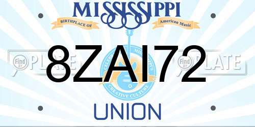 8ZAI72 Mississippi License Plate