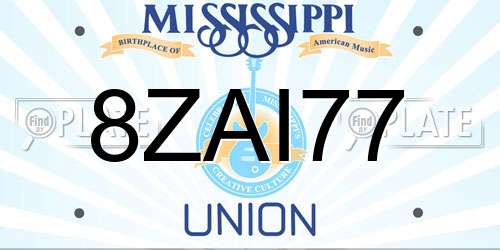8ZAI77 Mississippi License Plate