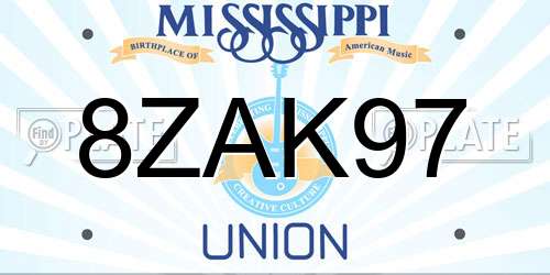 8ZAK97 Mississippi License Plate