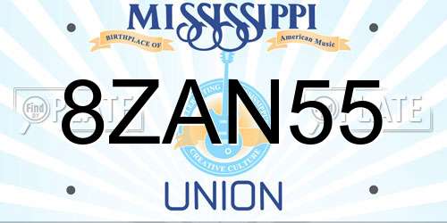 8ZAN55 Mississippi License Plate