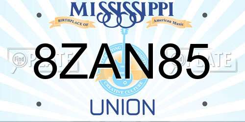 8ZAN85 Mississippi License Plate