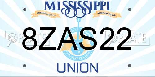 8ZAS22 Mississippi License Plate