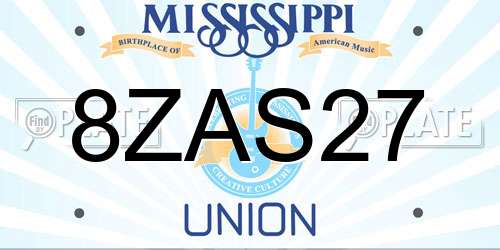 8ZAS27 Mississippi License Plate
