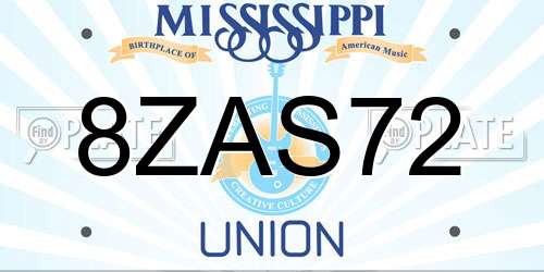 8ZAS72 Mississippi License Plate