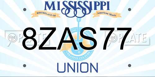 8ZAS77 Mississippi License Plate
