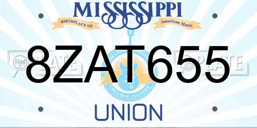 8ZAT655 Mississippi License Plate