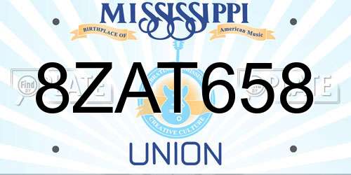 8ZAT658 Mississippi License Plate