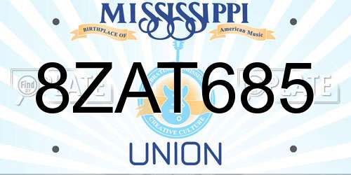 8ZAT685 Mississippi License Plate