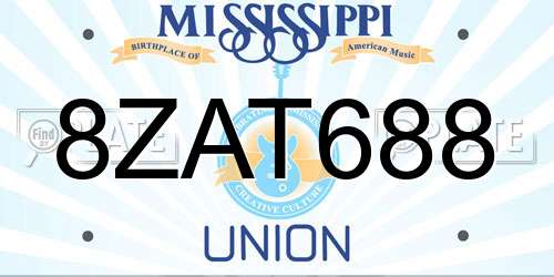 8ZAT688 Mississippi License Plate