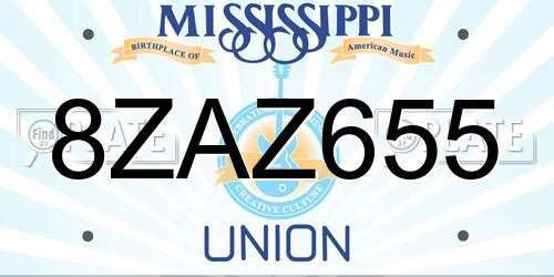 8ZAZ655 Mississippi License Plate