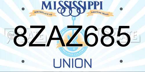 8ZAZ685 Mississippi License Plate