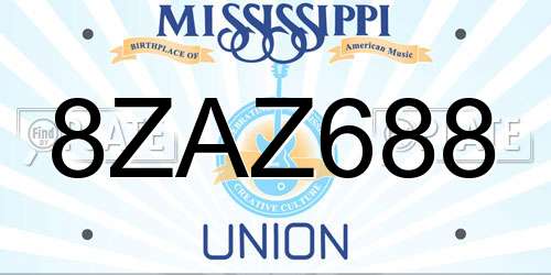8ZAZ688 Mississippi License Plate