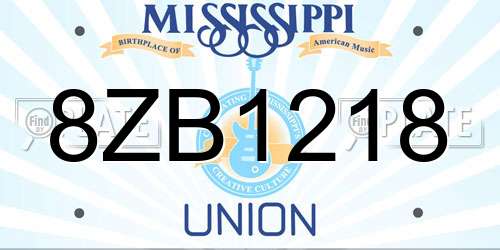 8ZB1218 Mississippi License Plate