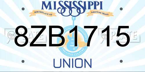 8ZB1715 Mississippi License Plate
