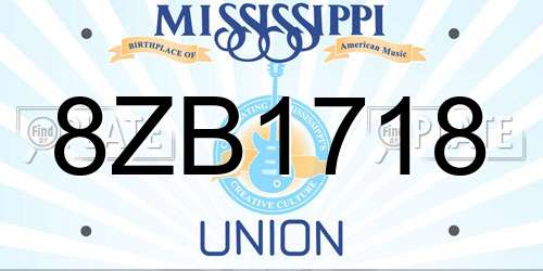 8ZB1718 Mississippi License Plate