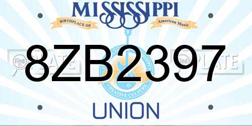 8ZB2397 Mississippi License Plate