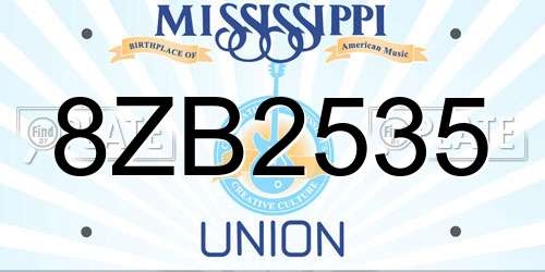 8ZB2535 Mississippi License Plate