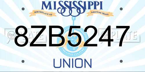 8ZB5247 Mississippi License Plate