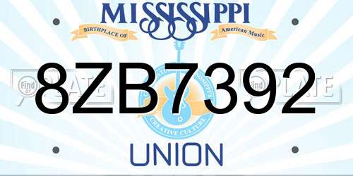 8ZB7392 Mississippi License Plate