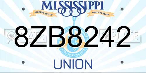 8ZB8242 Mississippi License Plate