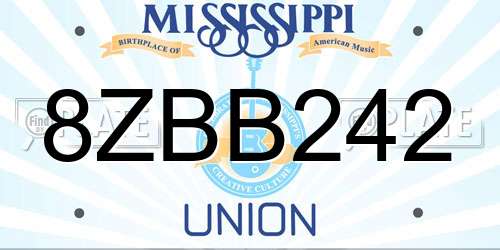 8ZBB242 Mississippi License Plate
