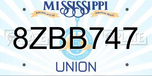 8ZBB747 Mississippi License Plate