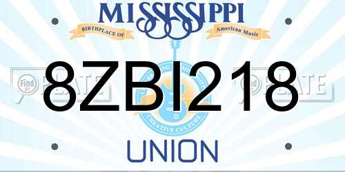8ZBI218 Mississippi License Plate