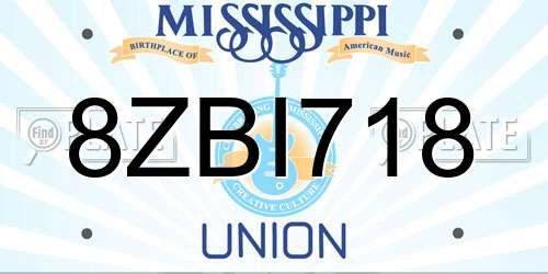 8ZBI718 Mississippi License Plate