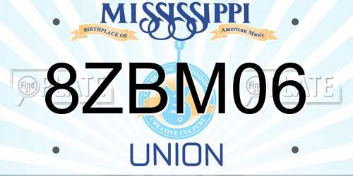 8ZBM06 Mississippi License Plate