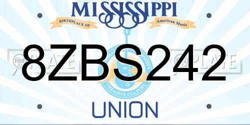 8ZBS242 Mississippi License Plate