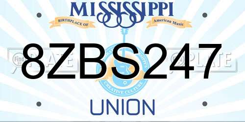 8ZBS247 Mississippi License Plate