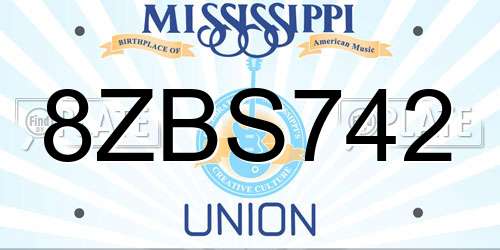 8ZBS742 Mississippi License Plate