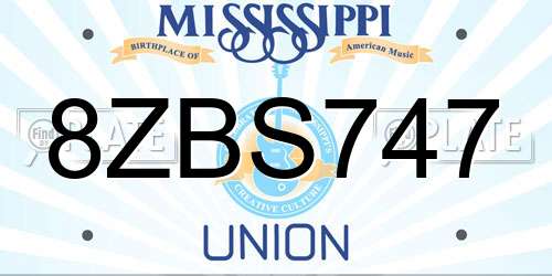 8ZBS747 Mississippi License Plate