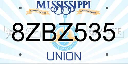 8ZBZ535 Mississippi License Plate