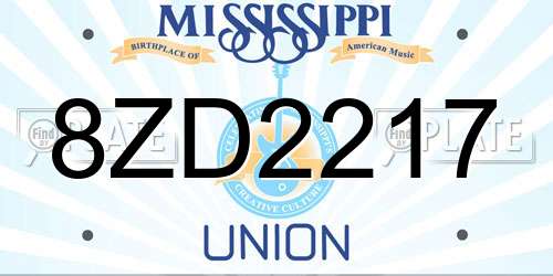 8ZD2217 Mississippi License Plate