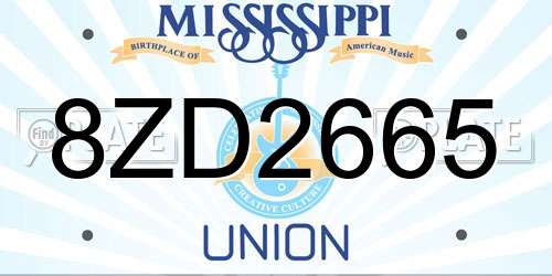 8ZD2665 Mississippi License Plate