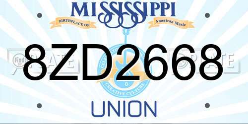 8ZD2668 Mississippi License Plate