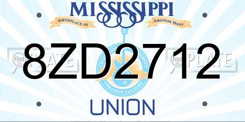 8ZD2712 Mississippi License Plate