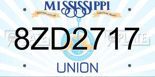 8ZD2717 Mississippi License Plate